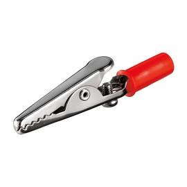 10 x Crocodile Clips Set, Red & Black, 55 mm, with Screw, Metal Clamps, Plastic Handle, Banana Plug, Grab Clamp Clips, Alligator, 10 Pieces Each