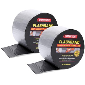 Flashing Roll Tape Asphalt Membrane, 6 inches X 32 Feet 60Mil Thick Waterproof Asphalt Patch Seal Tape Roll, Self-Adhesive Roof Sealant, Asphalt Repair for Door Roof Window Gutter Outdoor （2 Rolls)