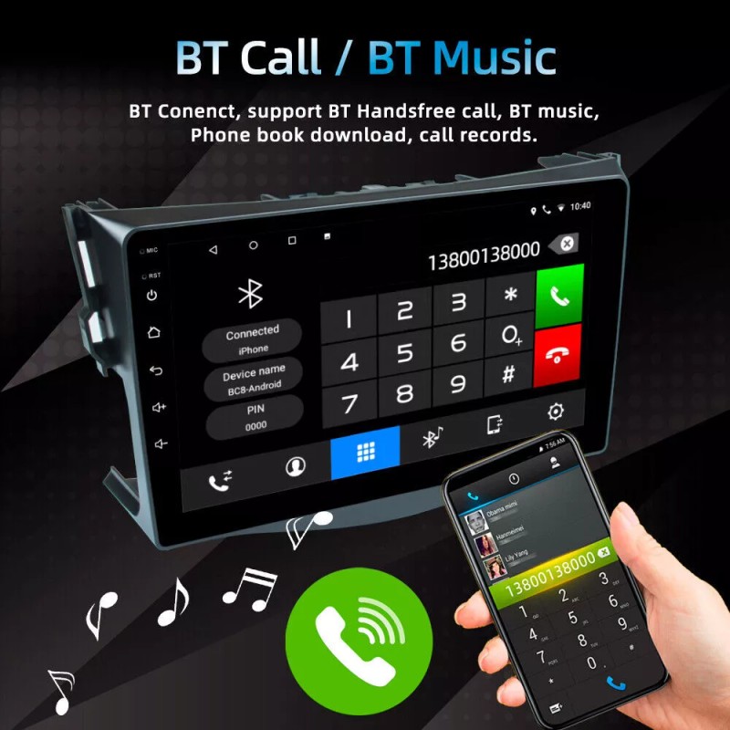 A-Carplay Android 12 For Toyota RAV4 2007-2012 Car Radio Stereo