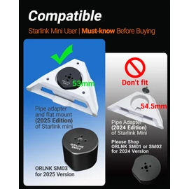for Starlink Mini Tripod Adapter New Version 2025 Style with 1/4"-20 Threaded, Aluminum Alloy | ORLN'K Mount SM03
