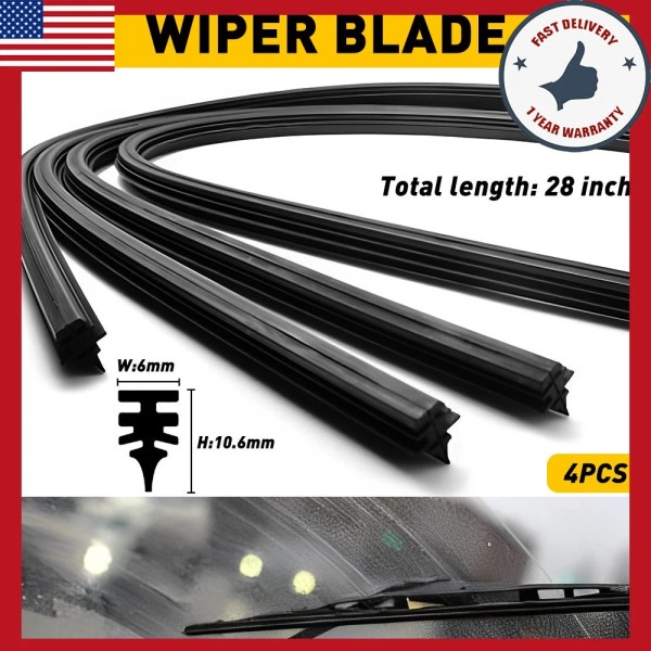 Unbranded 4Pcs Auto 28in Car Bus Rubber Frameless Windshield Wiper