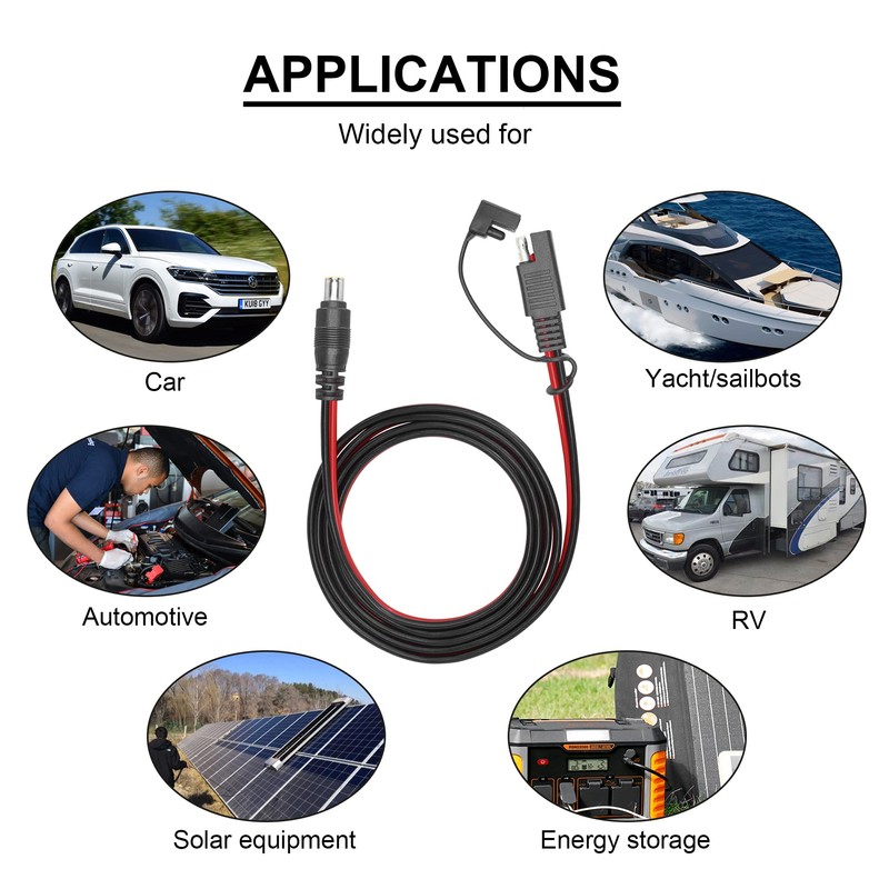 RIIEYOCA DC 8mm Male to SAE Connector Adapter 14AWG Cable,with