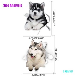 Husky Car Decals 3D Dog Car Decoration Sticker Self-Adhesive Vinyl Waterproof for Car Window Bumper Wall Fridge Toilet Decor