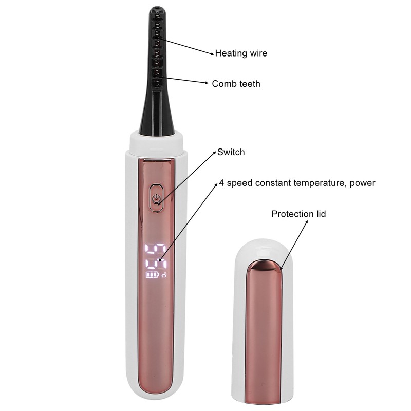 Electric Eyelash Curler USB Rechargeable 4 Level Temp Heated Eyelash