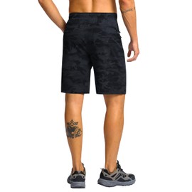 G Gradual Men's Hiking Shorts 7"/9" Lightweight Athletic Shorts for Men Quick Dry Stretch Casual Shorts with 3 Zipper Pockets(9inch,Black Camo,L)
