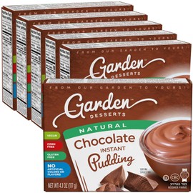 Instant Chocolate Pudding Mix - All Natural Chocolate Pudding Mix by Garden Desserts | Quick Vegan Dessert, Gluten Free, Kosher 4 Oz (6 Pack, Chocolate)