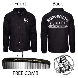 Suavecito Men's Suavecito Pomade Santa Ana Black Windbreaker (S, M, L, XL, 2XL, 3XL, 4XL) - 2XL