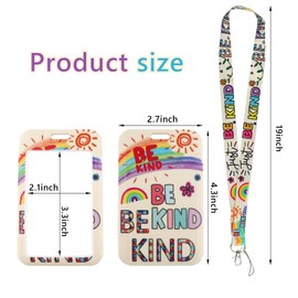 Autism Awareness Lanyard for ID Badges with Badge Holder, Cute Lanyard with ID Badge Holder for Special ED for Women Teens Teachers for Keychain Card Name Tag,Be Kind Rainbow