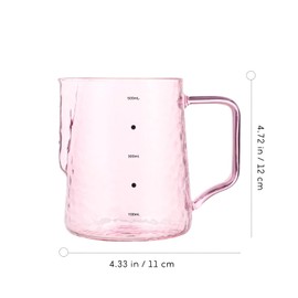 Milk Frothing Pitcher Clear Glass Measuring Cups Coffee Milk Frothing Pitcher Milk Jug Cup for Espresso Cappuccino Latte Maker 500ml/17OZ