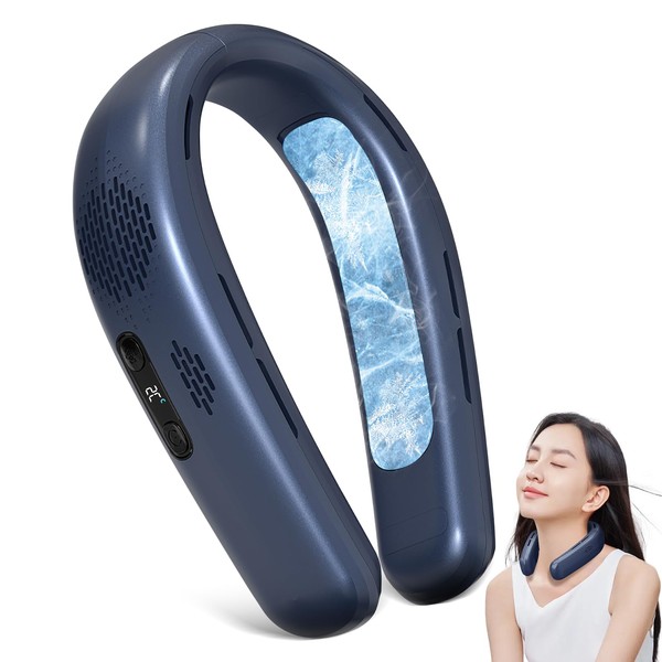 Gohill Neck Fan, Neck Cooler, Double Cooling Plate, LCD Display,