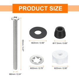 sourcing map 2 Set Toilet Seat Hinge Screw Kit, Stainless Steel Universal Toilet Seat Screws with Nuts and Gasket for Toilet Seat Replacement Parts