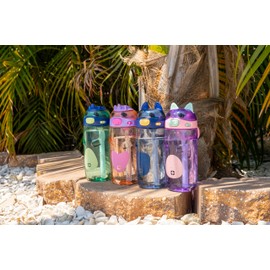 Ello Ellies 16oz Plastic Kids Water Bottle with Straw and Built-in Carrying Handle and Leak-Proof Locking Lid for School backpack, Lunchbox and Outdoor Sports, Unicorn