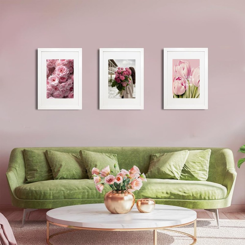 VOMVON A4 Frame White Matted for A5, A4 Photo Frame