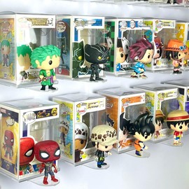 10-Pack Collapsible Acrylic Shelf, Compatible with Funko Pop Figure Collection Case (4.5" x 3.5") Or Display Case for Boxed Characters (Clear)