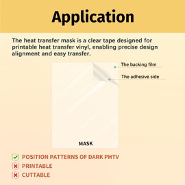 TransOurDream Tru-Heat Transfer Mask for Dark Printable Heat Transfer Vinyl (10 Sheets, 8.5x11") Clear Iron on Transfer Tape for Printable HTV Vinyl