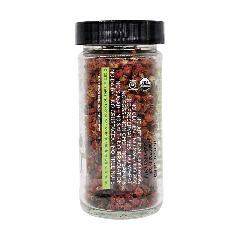 Spicely Organic Peppercorn Sichuan Whole 0.80 Ounce Jar Certified Gluten