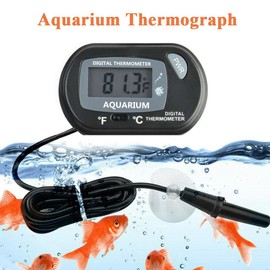 Mesee Aquarium Thermometer, LCD Digital Electronic Thermometer with Suction Cup Water Thermograph for Fish Tank Terrarium Marine Reptile Habitat Measuring Temperature