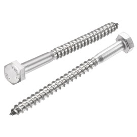 sourcing map Hex Lag Screws, M6 x 80mm 304 Stainless Steel Half Thread Self-Tapping Bolts for Wood Screw 10Pcs