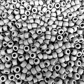 Grey Opaque Pony Beads 100 Pieces Size 9mm x 6mm Barrel Shaped Beads