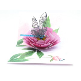 ETA 3D Flower Birthday Pop up Card, 3d Peony and Dragonfly Card for Girlfriend, Wife, Mum, Grandma, Teacher's Day, Mother Day, Anniversary, Thinking of You, Thank you, F08