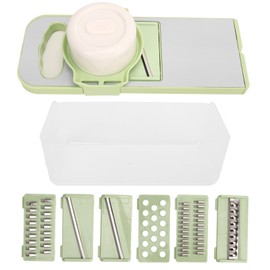 Vegetable Cutter Multifunctional Rustproof Veggie Potato Chopper Garlic Chopper for Home Kitchen Restaurant 6 Blades + Storage Box (non Magnetic)