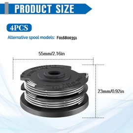 JAMSSOW Pack of 4 Replacement Spool Grass Trimmer Spool Compatible with Bosch F016800351, Trimmer Thread Spool for Bosch Art 30-36 LI, AdvancedGrassCut36, Art 24/27/30/24+/27+/30+, Diameter 1.65 mm,