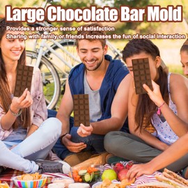 Palksky Large Chocolate Bar Mold Deep Dubai, Thick Chocolate Bar Molds Silicone for Filling Knafeh Pistachio, Chocolate Mold for Baking,1PCS Silicone Molds +100Pcs Bags
