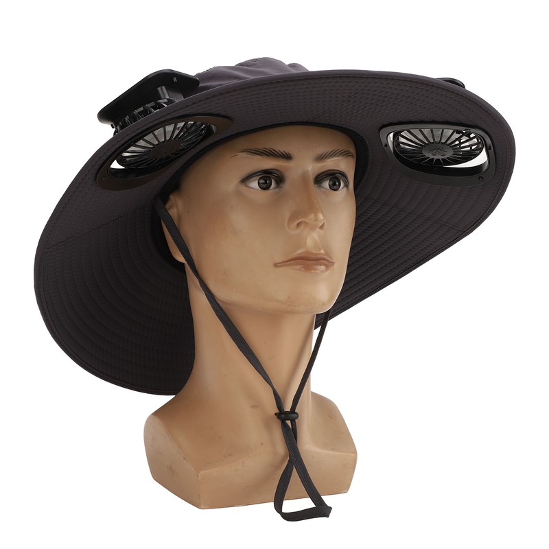 Solar Fan Hat Large Brim Quick Dry Breathable 3 Speeds