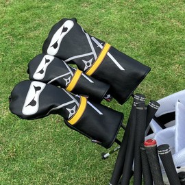 Wooden Golf Headcovers 3 Wooden Headcovers Hybrid Headcover Embroidery Ninja Design Golf Headcovers Leather Handmade for All Golf Clubs (for Hybrid)