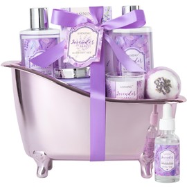 9Pcs Moisturizing Lavender Spa Bath Gifts Set - Spa Gift Baskets for Women