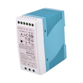 Mean Well MDR-60-5 60W 5V Single Output Industrial DIN Rail Power Supply, 85-264VAC/120-370VDC Input, Reliable, Safe, Easy Installation, UL/TUV/CB, for Industrial Control, Automation, and More