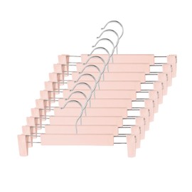 Guhmctt 10 Pack Pants Hangers with Adjustable Non-Slip Clips Anti-Rust Hanging Hook for Trouser,Skirts,Jeans,Clothes Hangers Pink