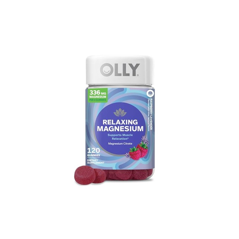 OLLY Relaxing Magnesium Gummies, Supports Muscle Relaxation,* Magnesium Citrate, Raspberry