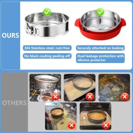 Fensiden 9 Inch Springform Pan - Nonstick Leakproof 304 Stainless Steel 9 inch, Silver