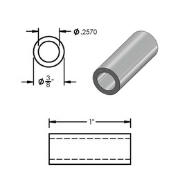 Steel Spacer 3/8" OD x 1/4" ID, Round Spacer Unthreaded Standoff Bushing Plain Finish, Fits Screws, Bolts 1/4" or M6, Metal Spacers Online (1" Length, 10 Pack)