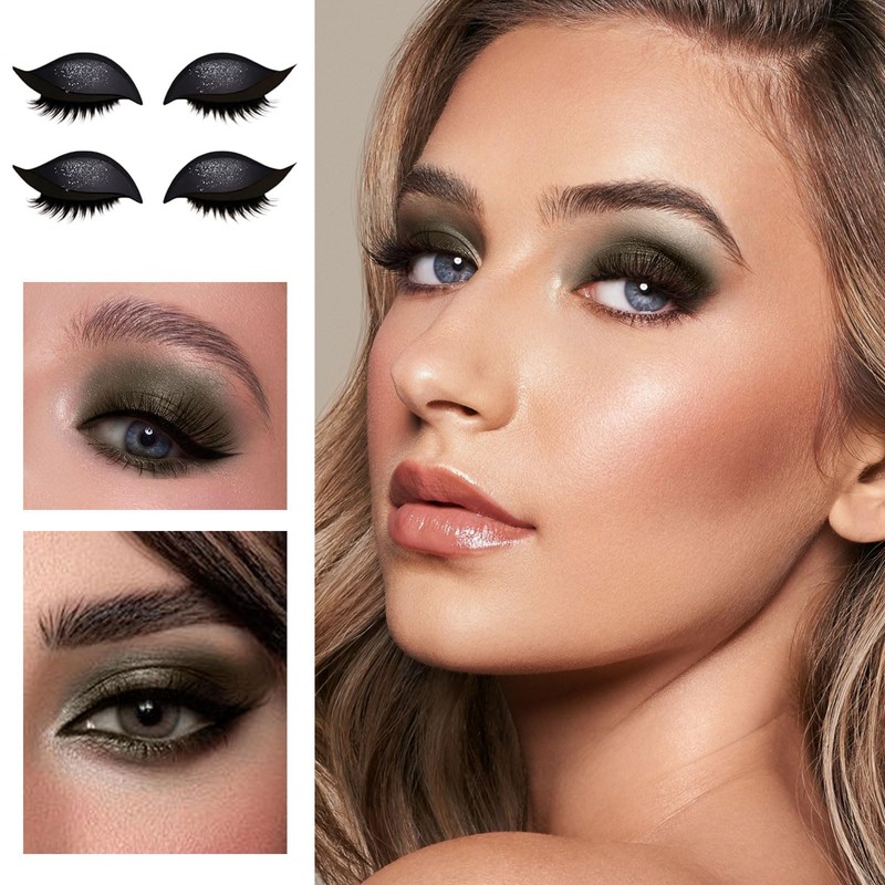 Kinretixia 2 Pairs Eyeshadow and Eyelash Stickers, Lazy Eye Shadow