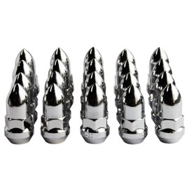DCVAMOUS 20 PC 1/2"-20 Spike Lug Nuts Chrome Compatible with Jeep Ford-Dodge 5 Lug Aftermarket Wheels - 1/2" Tuner Lugnuts 1.85" Tall Cone Seat for JK Wrangler Liberty Grand Cherokee Explorer Ranger
