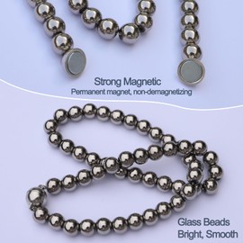 PEDOBO Magnetic Curtain Tiebacks, Crystal Glass Beaded Curtain Tiebacks Drapery Shower Sheer Curtain Holdbacks Boho Farmhouse Home Decor (Silver)