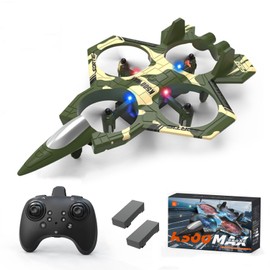 RC Airplanes, with 2 Batteries, 3D Flips Fighter Jets Toy, Gravity Sensing, Altitude Hold, One-Key Throw-to-Fly, Remote Control Copter planes Toy for Kids and Adults Ages 8–12, Quadcopters (Green)