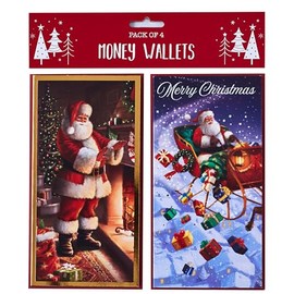 Design by Violet Pack of 4 Traditional Santa Merry Christmas Money Wallet Gift Cards & Envelopes For Cash Gifts Xmas Voucher Wallets