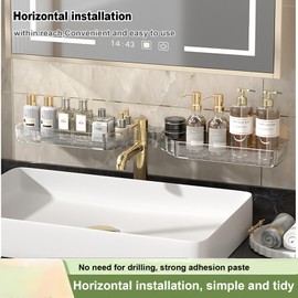 BOOMWAY MAR Self Adhesive Shower Shelves for Bathroom, Clear Corner Shower Caddy Shelves with No Drilling, 2 Pack Shower Shelves for Tile Walls Large Size - Perfect for Bathroom, Shower Essentials!