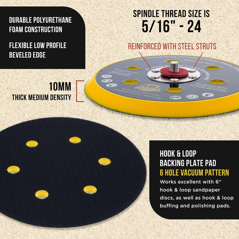 Dura-Gold Pro Series 6" Hook & Loop DA Backing Plate