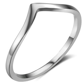 MYNENEY Pointed Classical Simple Plain Promise Ring,Stainless Steel Wedding Band For Women (10, Single Point-Silver)