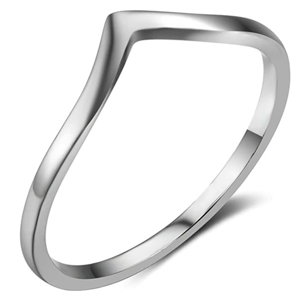 MYNENEY Pointed Classical Simple Plain Promise Ring,Stainless Steel Wedding Band