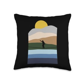 Slackline Kit Indoor Highline Gifts for Beginners Trickline Trainer Monkey Profis Slackline Throw Pillow, 16x16, Multicolor