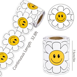 Whaline 32.8 Ft Daisy Flower Bulletin Board Border Cartoon White Yellow Floral Die Cut Trim Border Roll for Classroom Back to School Chalkboard Decor