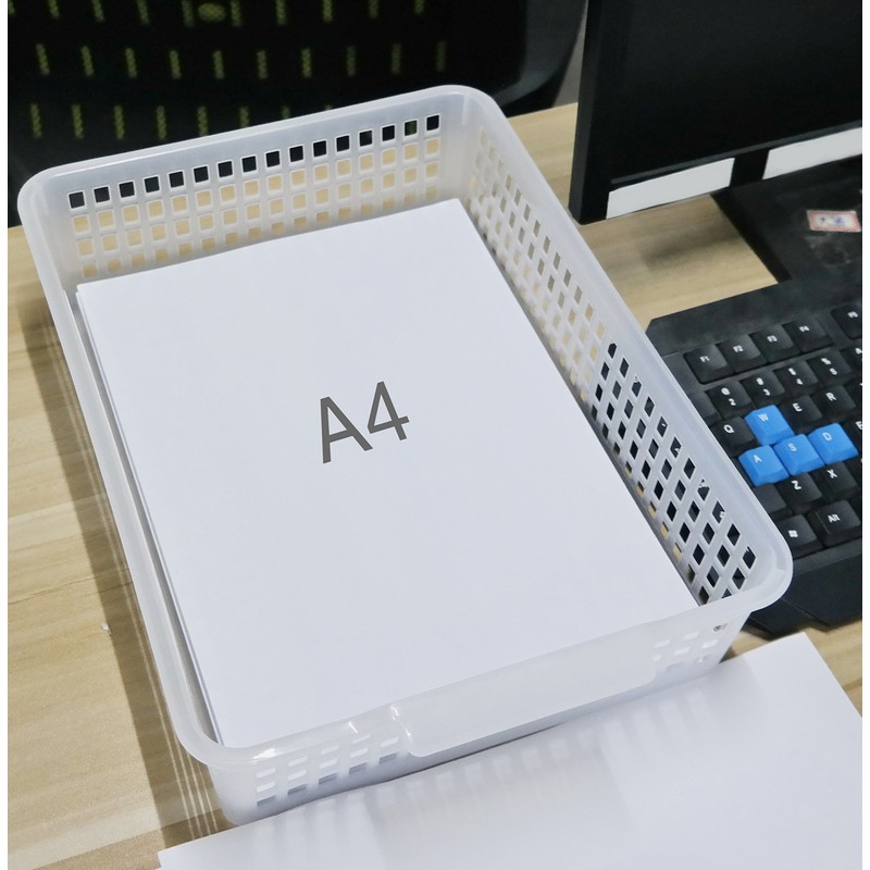 Qskely 6-Pack A4 Paper Storage Baskets File Trays Baskets, Clear