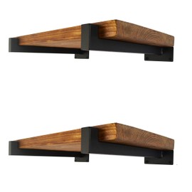 4 Pcs 6-Inch Floating Shelf Brackets Black Brackets for Shelves Heavy Duty Shelving Bracket Wall Mounted Industrial Metal Shelving Supports with Lip