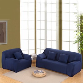 WOWTOY Sofa Cover 1 2 3 4 Seater Slip Cover Sofa Couch Stretch Elastic Fabric Sofa Protector (2 Seater, Blue)