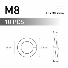 FOMGIIN Pack of 10 Spring Washers M8, DIN 127 Spring Washers Shape B according to Spring Ring Smooth, A4 V4A 304 Stainless Steel Spiral Spring Washers Washers Spring Washer Snap Ring, EN 10088-1.4301